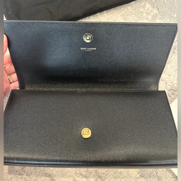 Saint Laurent Grain De Poudre Monogram Cassandre Clutch Black - Picture 3 of 6